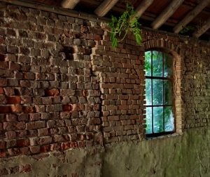 Muur van de graanschuur